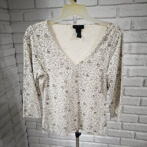 The Limited Stretch Ladies Size Medium 3/4 Sleeves V-neck Top
